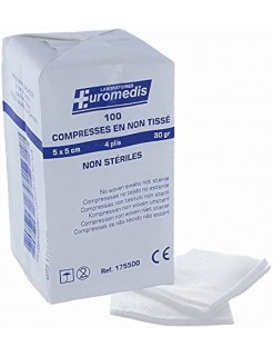 Compresses non stériles non tissées EUROMEDIS 5x5cm 30G (sachet de 100)